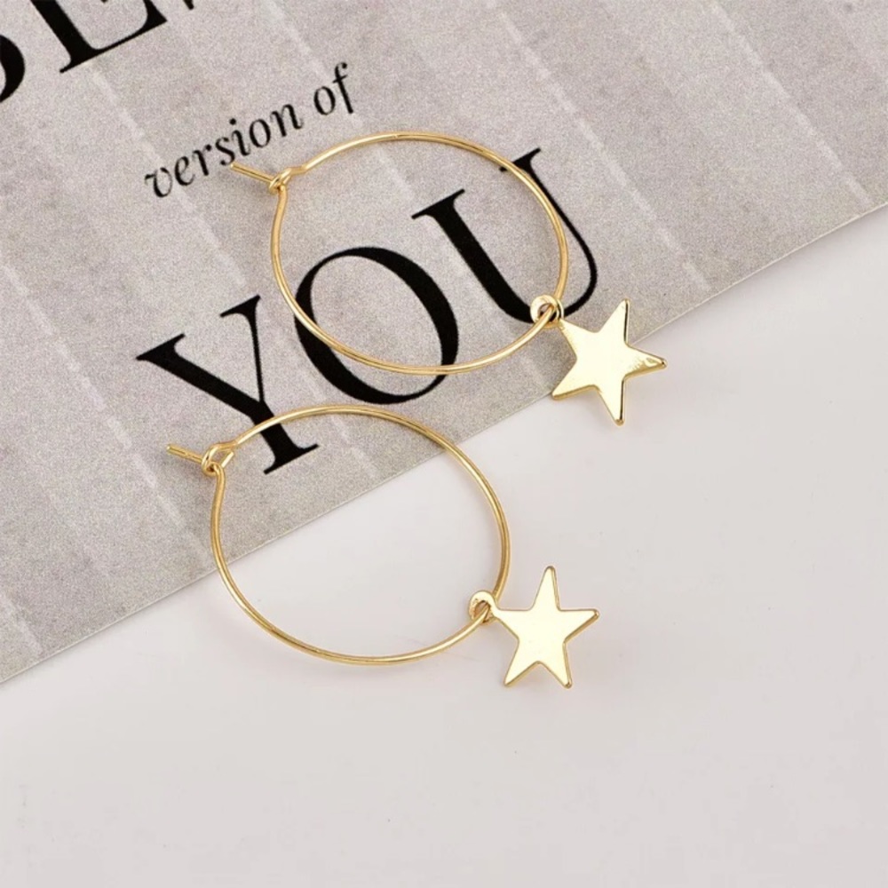 💫 “Make a Wish” Star Hoop Cute Simple Earrings - Picture 6 of 6